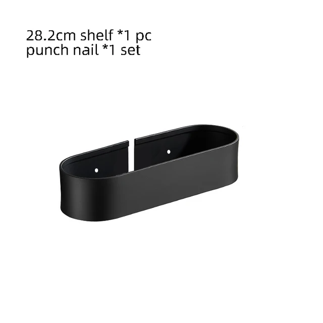 Bathroom Shelf Rack Wall Mounted Shelves Bath Towel Holder Black Shower Storage Basket Kitchen Organizer Bathroom Accessories 28.2cm A1