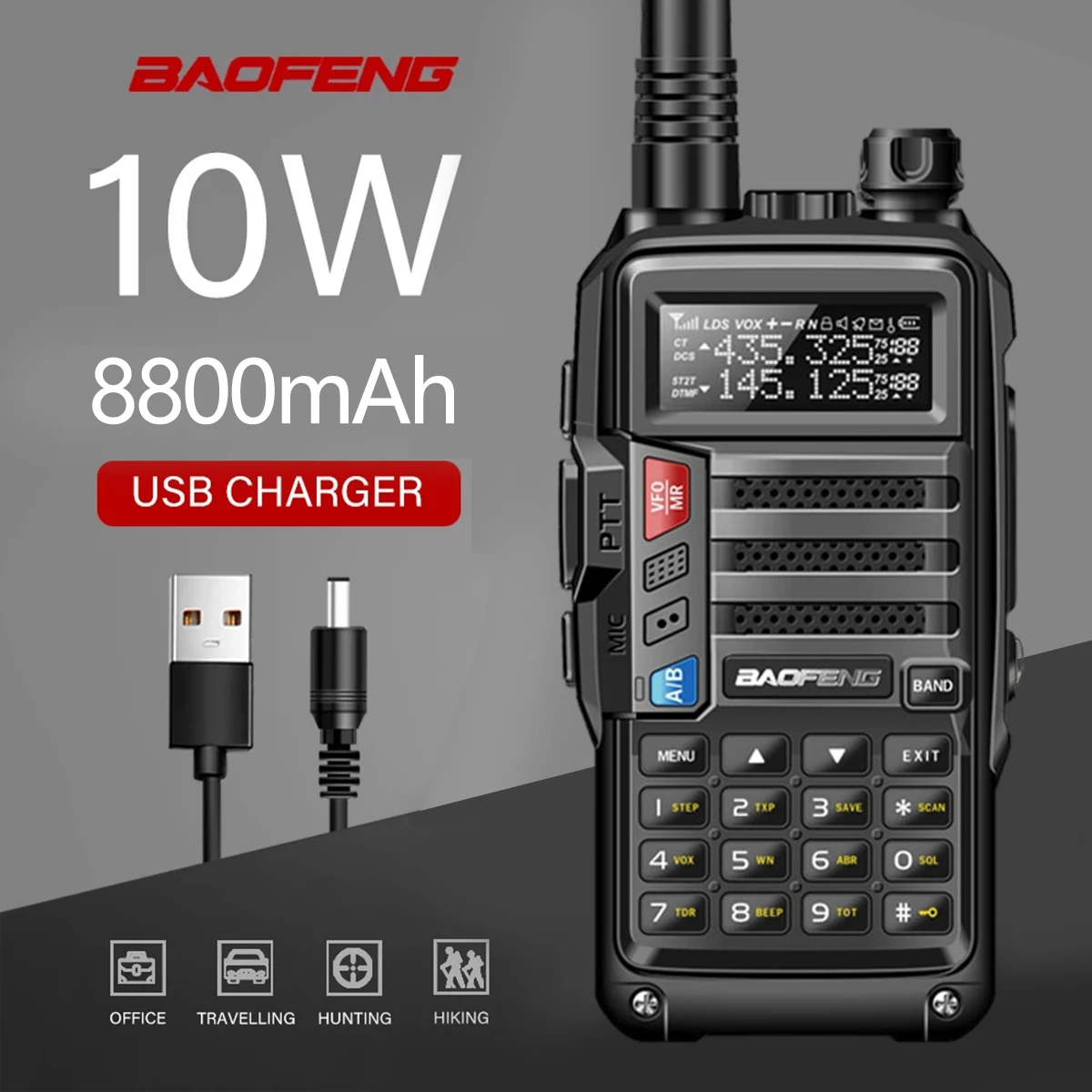 Рация BaoFeng UV-5R 10 Вт/8 Вт радиостанция коммуникатор UV5R трансивер Двухдиапазонная