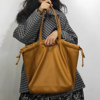 

2020 Women New Fashion Exquisite PU Large Capacity Concise Retro Solid All-match Tote Bag Shoulder Bag Crossbody Office Daily