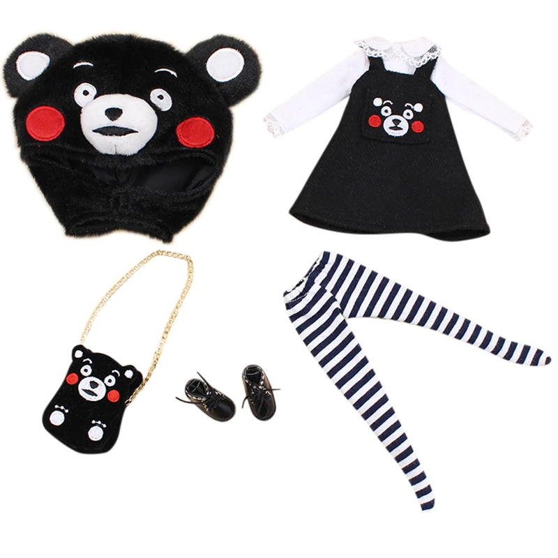 Kumamon ледяной blyth кукольные jecci five Игрушка костюм для сумочки и шляпы, чулки для девочек, костюм с футболкой платье