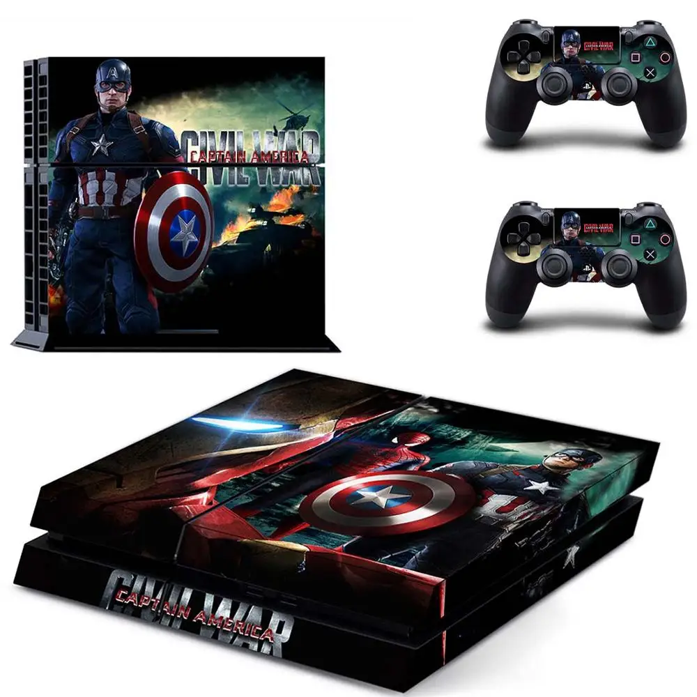 GYTM0388 Наклейка для PS4 Капитан Америка: Civil War PS 4 стикер игровая станция 4 наклейки pegatinas для консоли playstation 4 и 2 контроллера - Цвет: GYTM0388