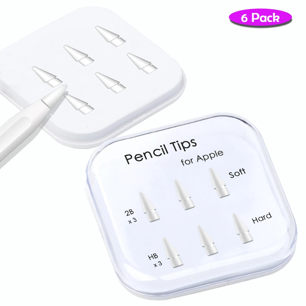 tablet chargers Pencil Tips for Apple Pencil 1st / 2nd Generation, Double-Layered iPad Stylus Nib, Both Soft and Hard, Used for 3 Years - 6 Pack touch screen tablet with pen