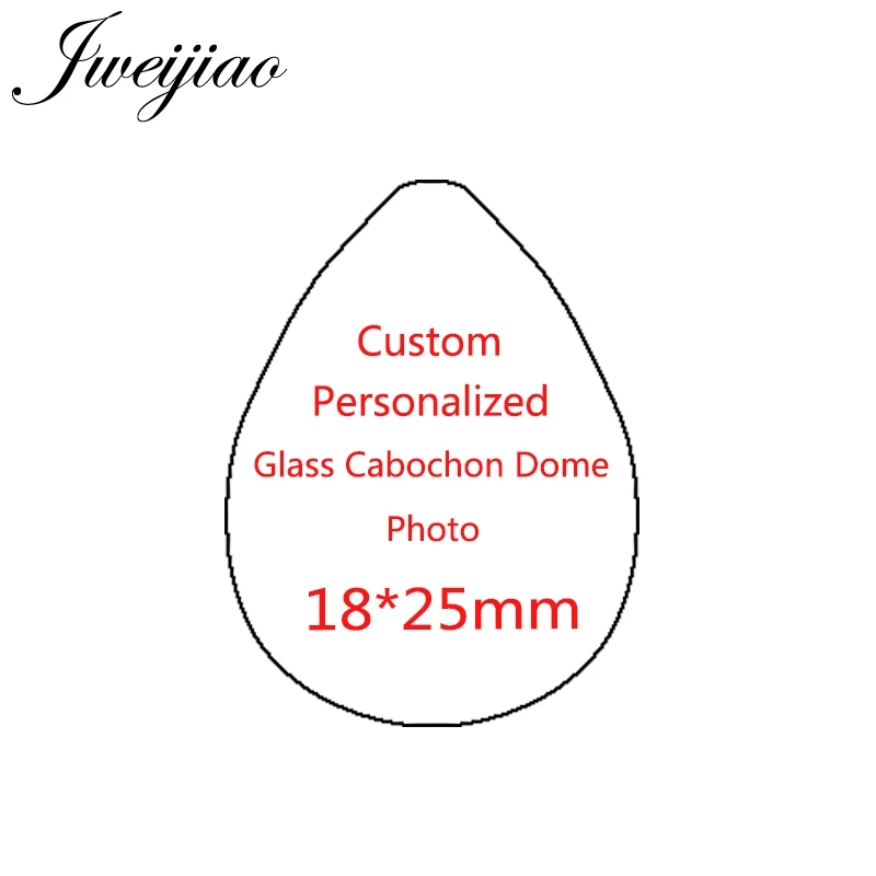 

JWEIJIAO New Custom DIY 18x25mm Handmade Tear Drop Shape Glass Cabochon Dome Photo Flat Back Jewelry Making NA01