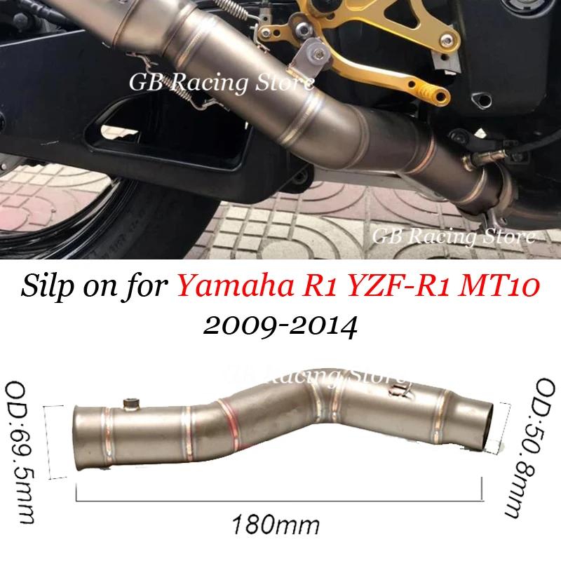 Silp on for Yamaha R1 YZF-R1 MT10 2009 2010 2011 2012 2013 2014 Motorcycle Middle Link Pipe Exhaust Without Muffler Tube Side