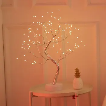 

1 PC USB Fire Tree Light Copper Wire Table Lamps LED Night Light For Home Bedroom Wedding Party Bar Christmas Decoration
