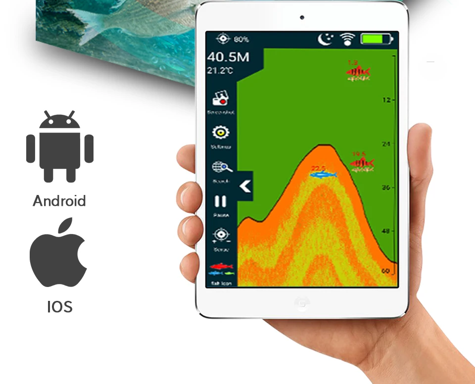 Беспроводной эхолот портативный эхолот 48 м/160 футов глубина озеро рыба обнаружения Профессиональный эхолот для рыбалки