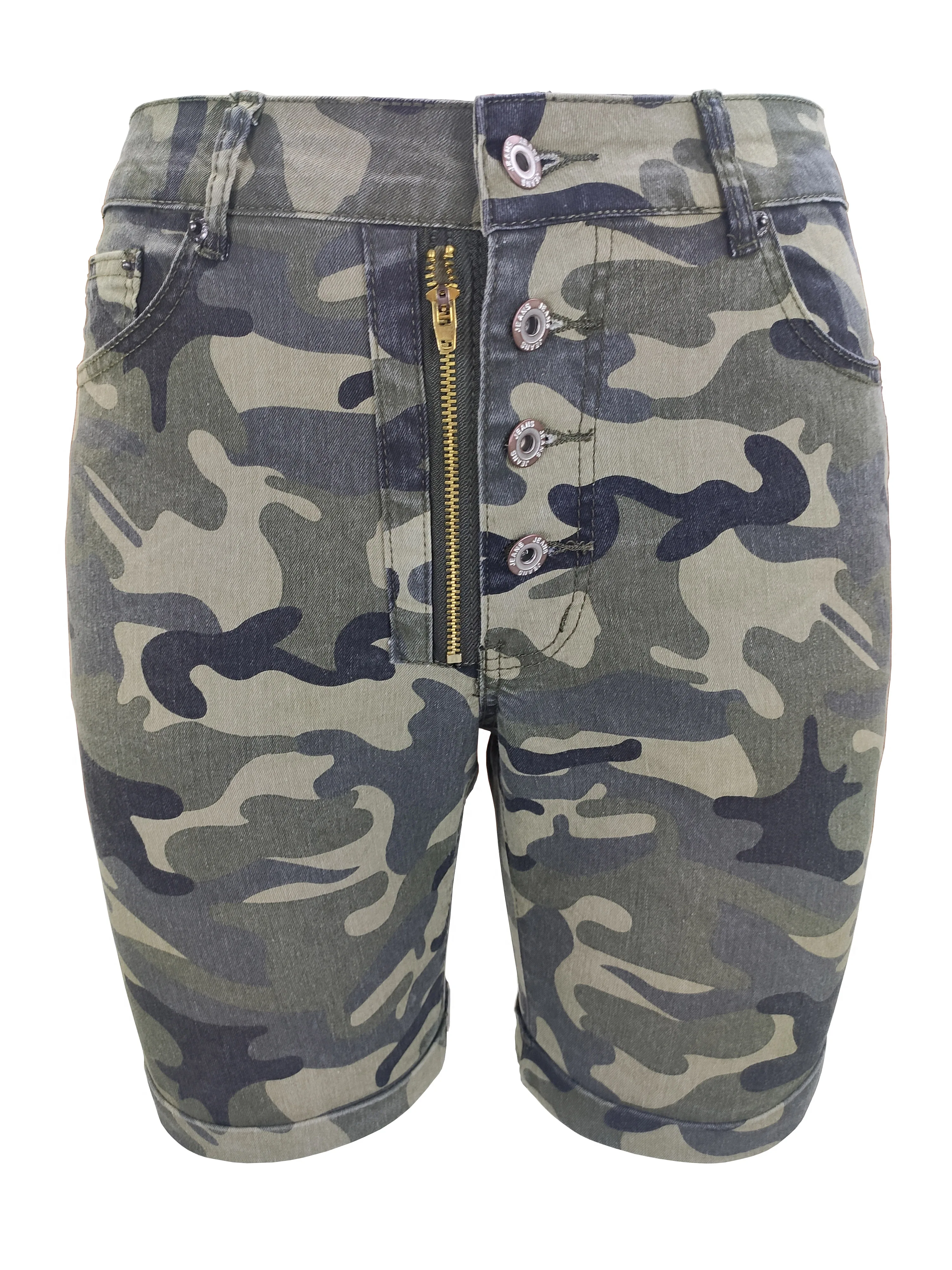 Camouflage shorts ladies new mid waist 