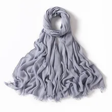 

Women's Scarf Rayon Pleated Solid Color Rayon Cotton Headscarf Women With Unwrapped Muslim Woman Heads Hijabs For Woman