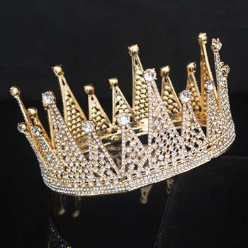 

Large Rhinestone Queen King Tiara Crown Bridal Headpiece Wedding Head Jewelry Accessories Women Hair Ornaments Pageant Diadem