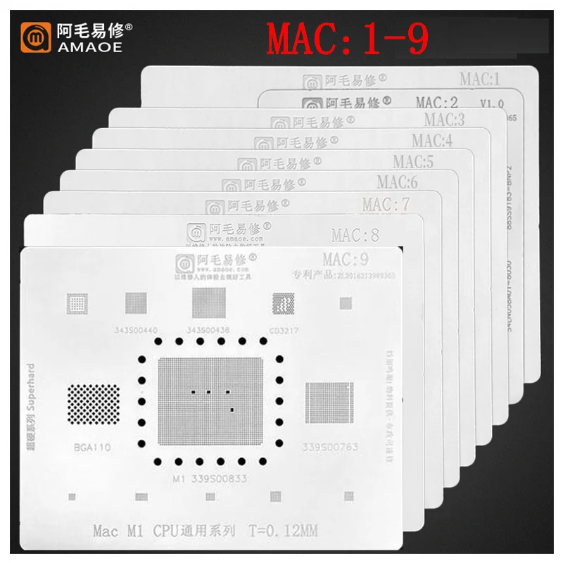 Macbooka1534/sr2zya1706/a1707/A2159-T2/a1989/pro/a1990用の9個のbgaリポジショングプレートテンプレートWifi  ddr ssd cpuチップ