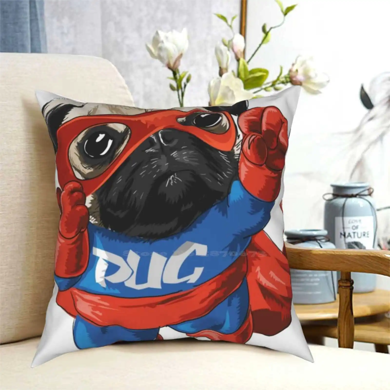 Here Comes The Super Pug Bedroom Office Hug Pillowcase Pug Puggle Pugs Puggy Pug Lover Puglife