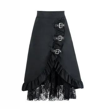 

Best Selling Skirt Women's Steampunk Clothing Party Club Wear Punk Gothic Retro Black Lace Skirt faldas mujer moda Wd4