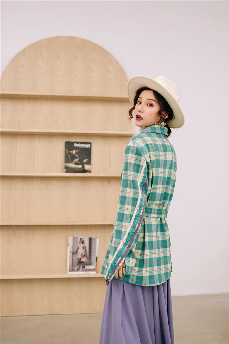 

2019 Spring And Summer New Style Suit Jacket Women's Mid-length 2019 Spring Clothing New Style Elder Brother Profile West Plaid