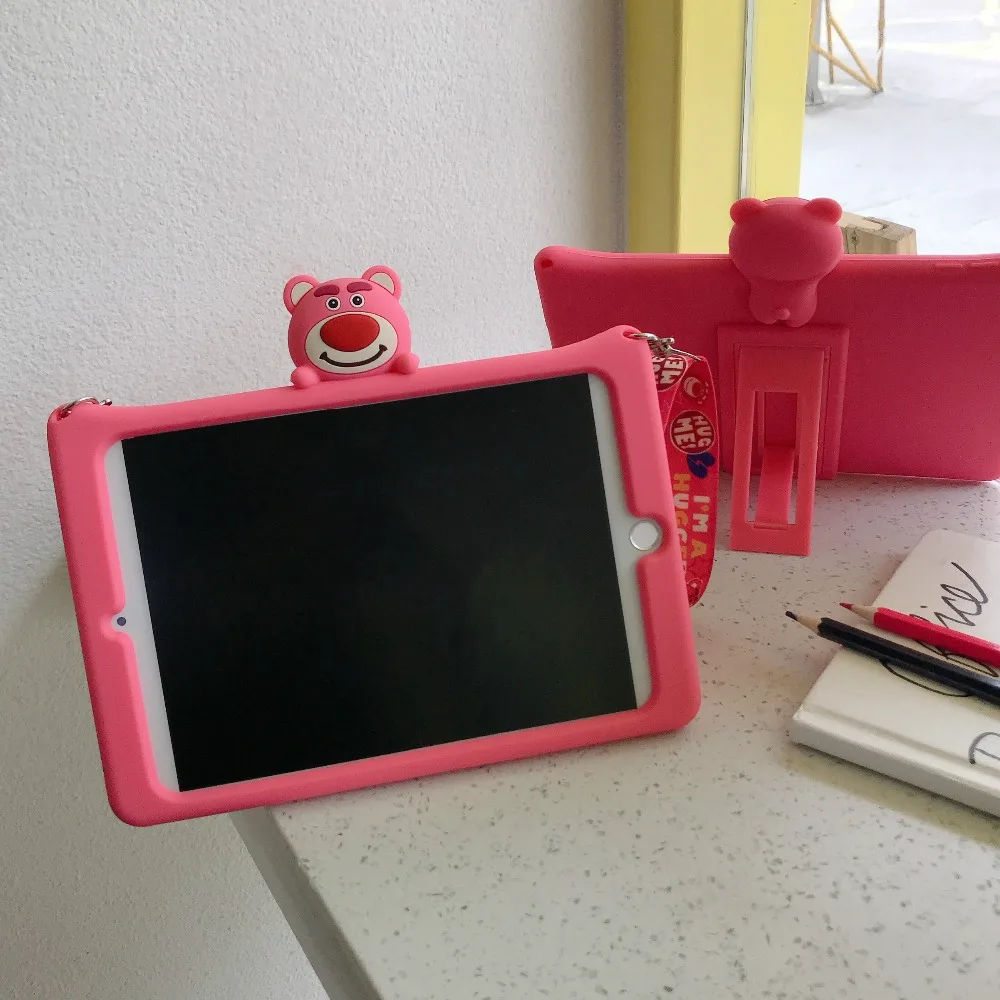 Милый детский чехол для iPad Mini 1/2/3/4/5 Mini 5 4 3 2 1 Mini5 Mini4 Mini3 7,9 '', мягкий силиконовый чехол-подставка из поликарбоната+ ремешок