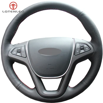 

LQTENLEO DIY Hand-stitched Car Steering Wheel Cover Black Genuine Leather For Chery Tiggo 5 2014-2018 Arrizo M7 2015