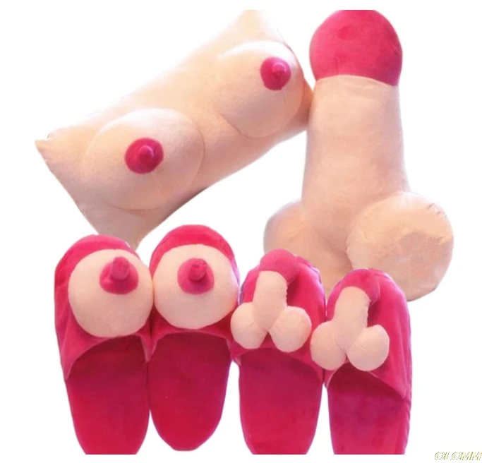 Лидер продаж зимние тапочки женские креативные домашние с забавным пенисом