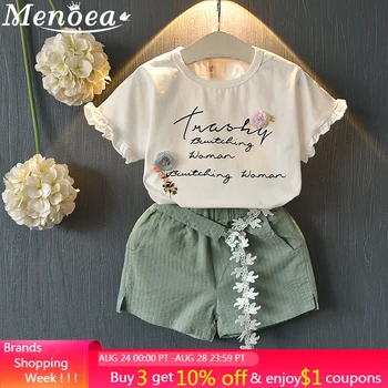 

Menoea Summer Children Suits Baby Sleeve Floral Flower Sleeve Children Clothing Shorts Sets With Belt 3 Pieces Kids Clothes