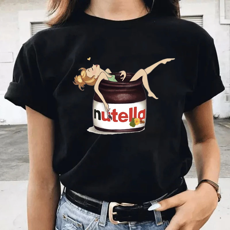Tanio Nutella nadruk Kawaii kobiety T koszula dziewczyna