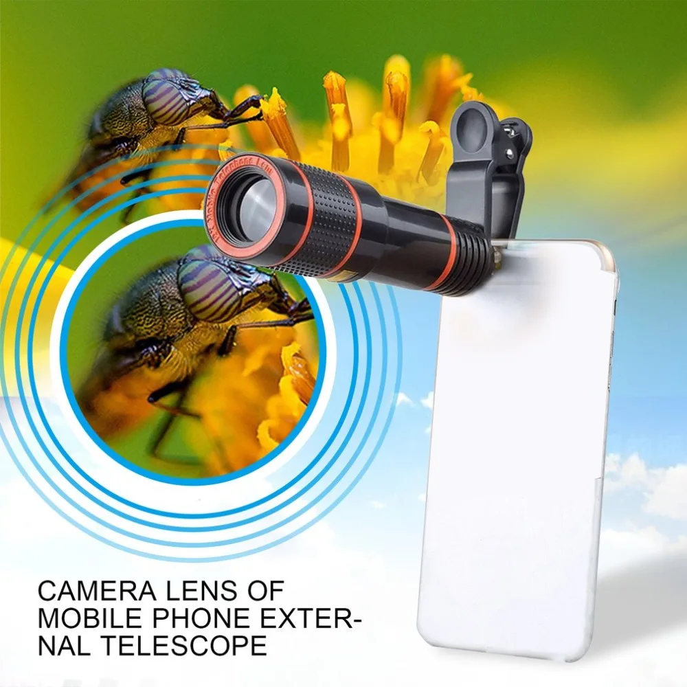 Гибкий 8x 12x оптический зум-объектив телескоп Монокуляр для мобильного телефона камера для игровых концертов Туризм