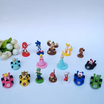 

Random send Super mario bros Go-kart Yoshi one piece figure action PVC princess Karting model capsule toy dolls