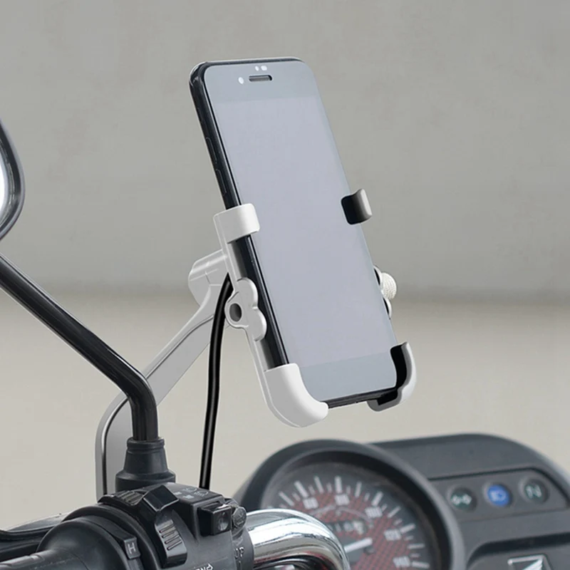 Универсальный алюминиевый держатель для телефона мотоцикла QC3.0 с быстрой зарядкой, кронштейн руля для телефона 4-6,2 дюйма, черный/серебристый