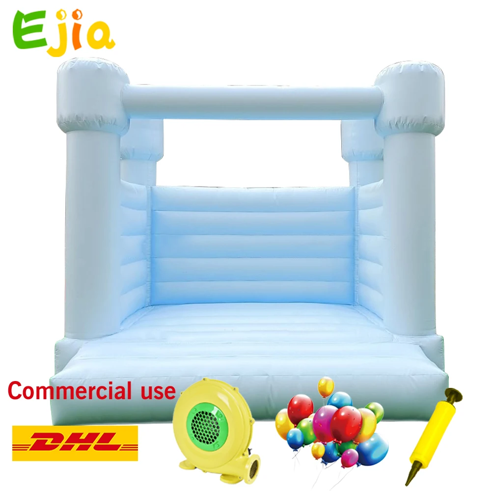 

8FT 2.5m /10ft 3m PVC Material Soft Color Inflatable Bouncy Jumping Castle White Bounce House For Kids Indoor Outdoor