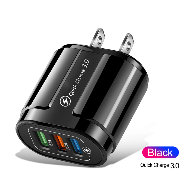 Quick Charge 3.0 Wall USB Charger 18W Fast Charging Adapter For iPhone Samsung Phone Tablets EU US 3 Port USB Chargers