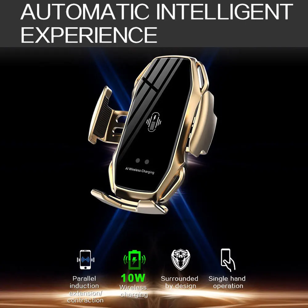 Двойное интеллектуальное Индукционное QI Беспроводное зарядное устройство для автомобиля для iPhone 11 Pro XR XS 10 Вт Быстрая зарядка держатель для Samusng S10 huawei P30 Pro