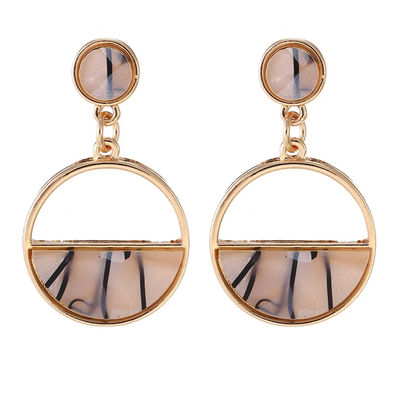 Simple Round Kroean Drop Earrings For Women Gold Black/White Enamel Statement Earrings Fashion Jewelry pendientes mujer