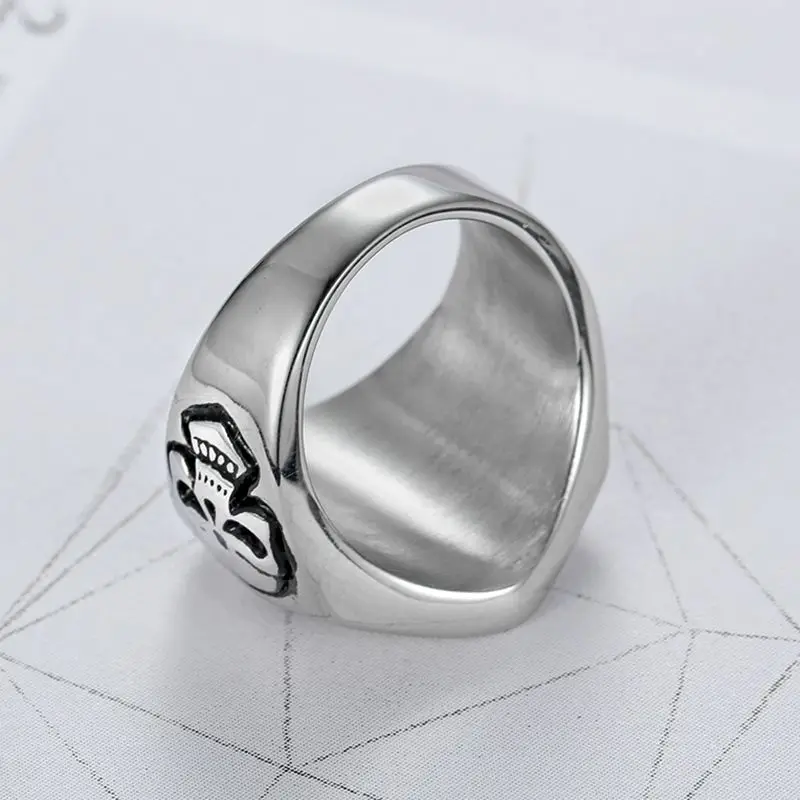 Punk Cool 316L Stainless Steel Silver Color Black Biker 1% er Skull Ring Men's Motorcycle Biker Band Party Rings 2
