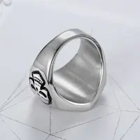 Punk Cool 316L Stainless Steel Silver Color Black Biker 1% er Skull Ring Men's Motorcycle Biker Band Party Rings 2