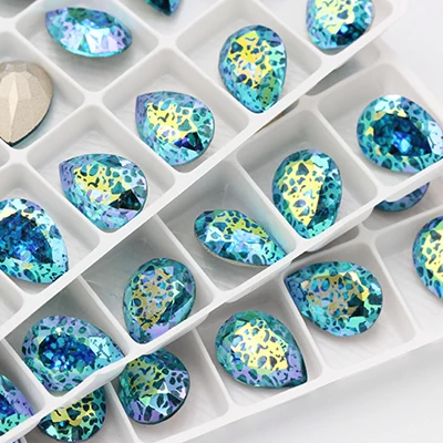 Aquamarine WP Топ блеск патина падение K9 стеклянные Аппликации из страз для ремесла одежды бусины DIY ювелирные аксессуары платье украшение - Цвет: Aquamarine WP