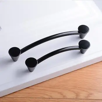 Modern black door knobs and handles kitchen handles Wardrobe cabinet drawer furniture decoration hardware Double single hole