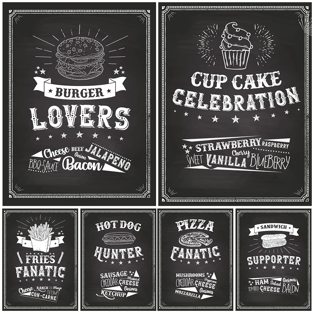 

Fast Food Poster And Prints Decorative Hot Dog,Pizza,Sandwich,Taco,Burger Wall Art Canvas Painting For Hotel Restaurant Decor