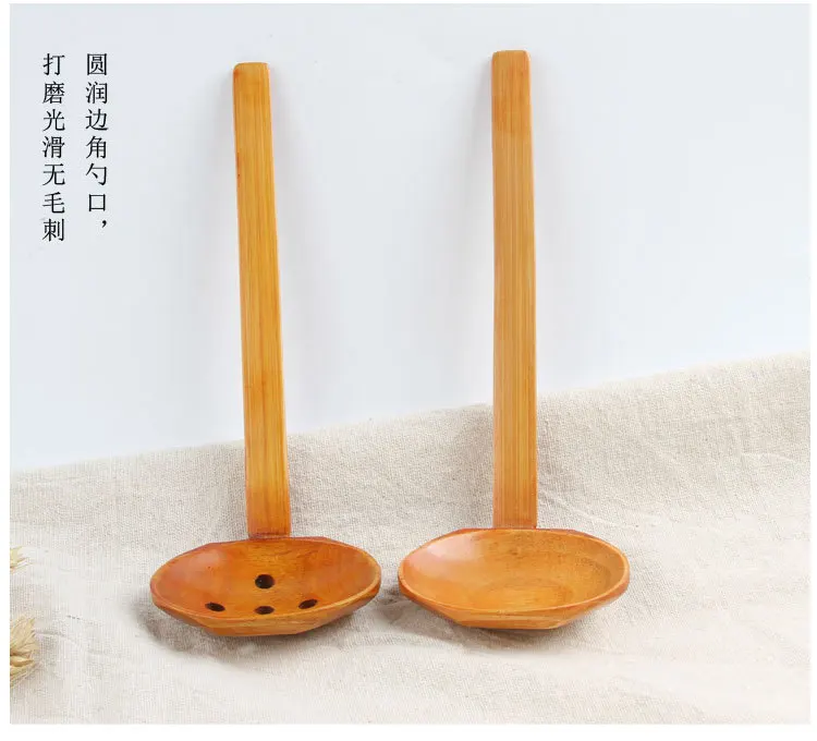 Creative Customizable Lettering Spoon Long Handle Wood Ladel Wholesale Restaurant Hotel Only Colander Hot Pot Spoon