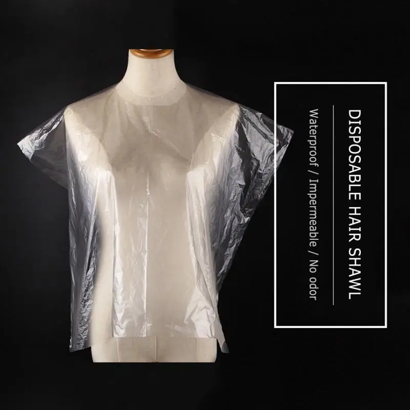 

50 Pcs Disposable Hairdressing Shawl Perm Dyed Hair Transparent Disposable Leave-on Scarf Waterproof Membrane Cloth Film Wrap