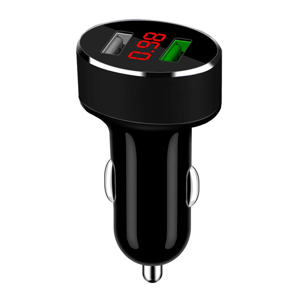 Universal Dual USB Car Charger Quick Charge 3.0/2.4A Digital LED Voltage Display Auto Fast Charging For Smartphone | Автомобили и