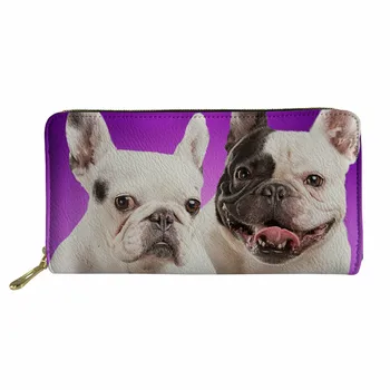 

THIKIN PU Leather Wallet with French Bulldogs Print Card Holder Purse for Women Ladies Money Bag Long Cover Coin Pocket Daily