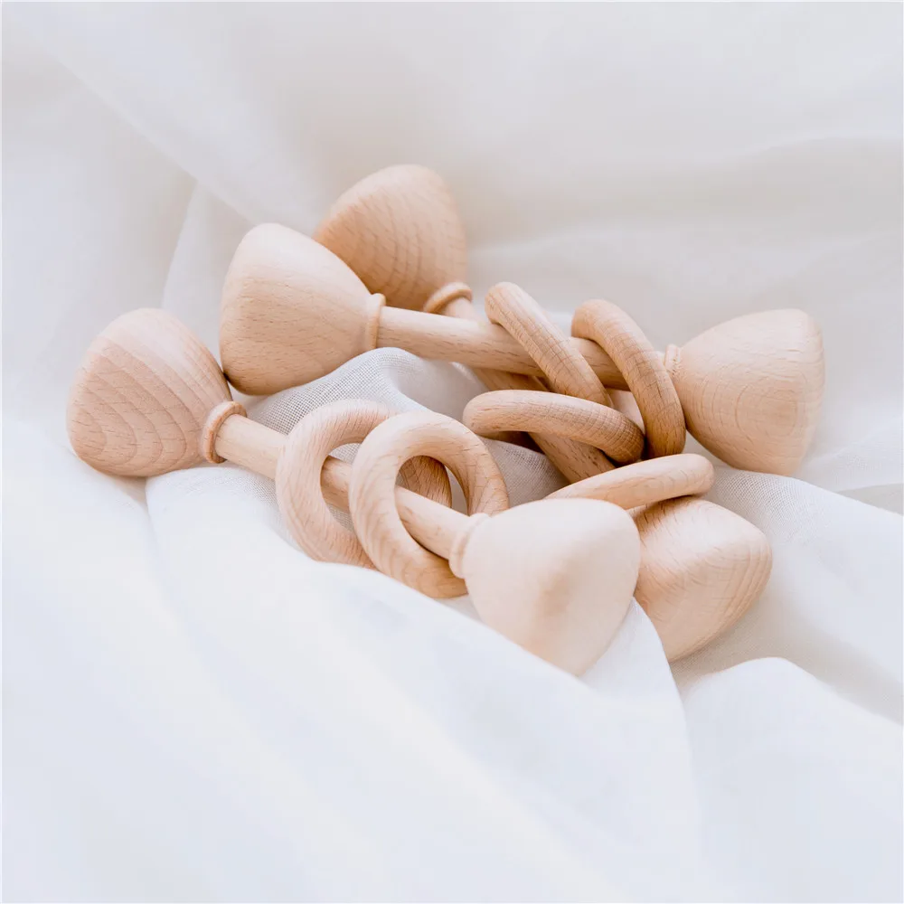 Wood Rattle Baby Toys Montessori Ball Baby Play Gym Teething Ring BPA Free Food Grade Infant Shower Toy Newborn Gifts Rattle Baby Toys Baby Rattle Toys