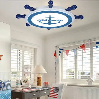 

Children's Room Ceiling Lamp Led Pirate Ship Rudder Lamp Boy's Room Mediterranean Style Cartoon Bedroom Lamp nordic
