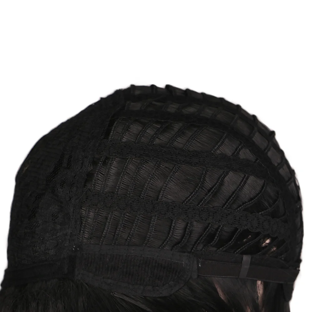 WHIMSICAL W 26 inch Long Straight Black Gray Ombre Wig With Bangs Gray Color Heat Resistant Hair Synthetic Wig for Women