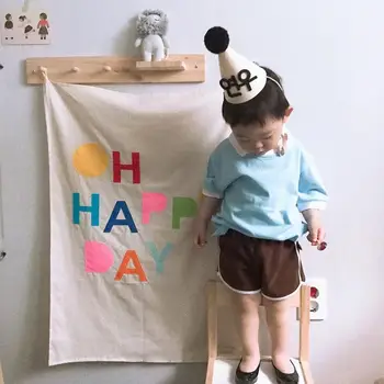 

Baby birthday party decoration happy day background cloth photography children's room wall decoration photo props accessories
