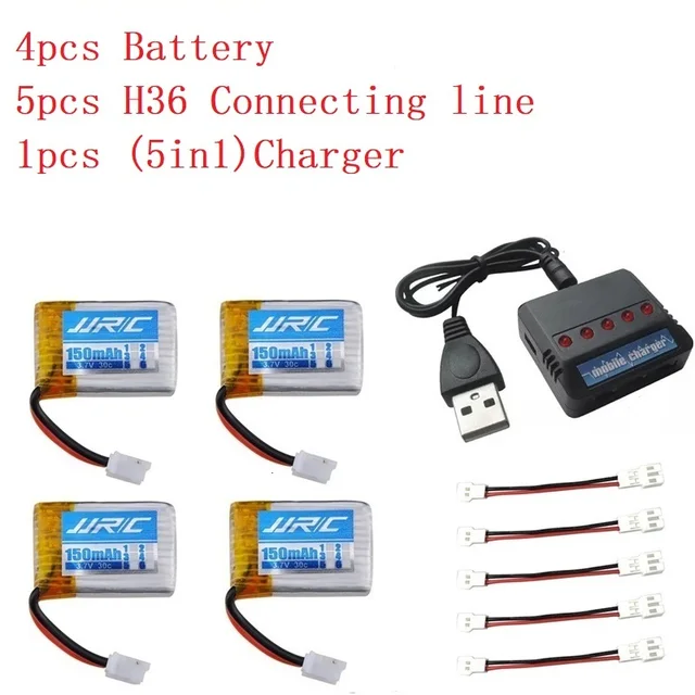 JJRC H36 battery charger sets 3.7V 150mAh 30c For Drones E010 E011 E012 E013 H56 F36 RC Quadcopter Parts 3.7v Lipo Battery
