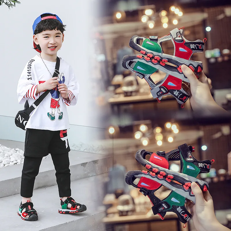 Летние детские сандалии для мальчиков мягкие удобные сетчатые с вырезами