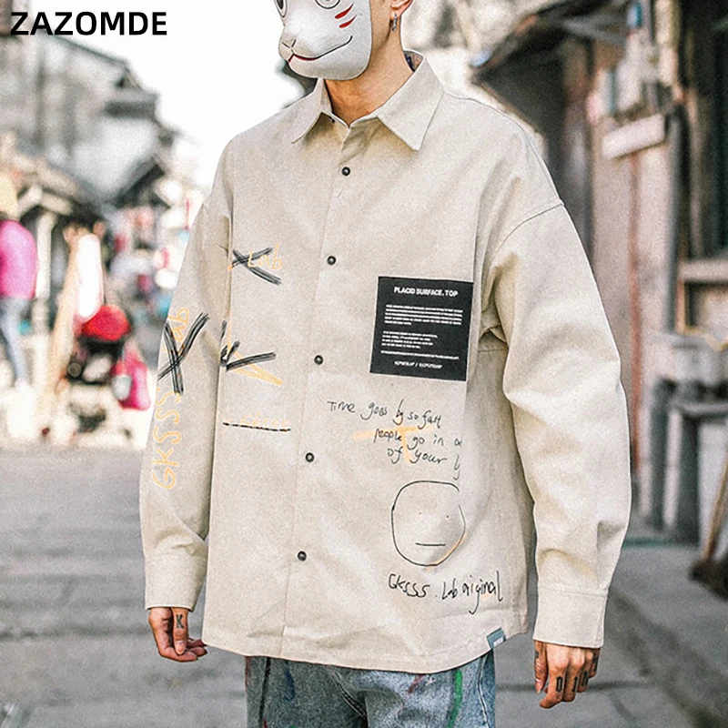 

ZAZOMDE New Shirts Men Autumn Men Fashion Harajuku Long Sleeve shirts Streetwear Loose Tops Male Trendy brand Casual Shirts