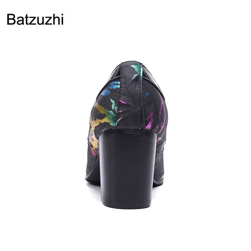 Batzuzhi 7cm High Heels Leather Men's Shoes Lace-up Luxury Handmade Party and Wedding Shoes for Men Botas Hombre, Big Size US12