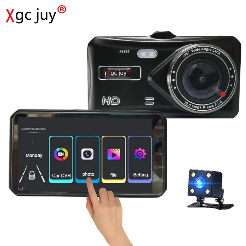 

Xgc juy 1080P 4 Inch Touch screen car DVR Dual Lens car cameras Dash Cam Auto Digital Video Recorder Registrator Loop video