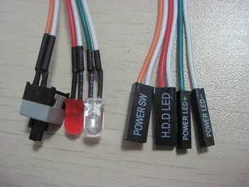 

200pcs PC Desktop computer chassis switch reset button hard disk status LED power LED cable 30cm