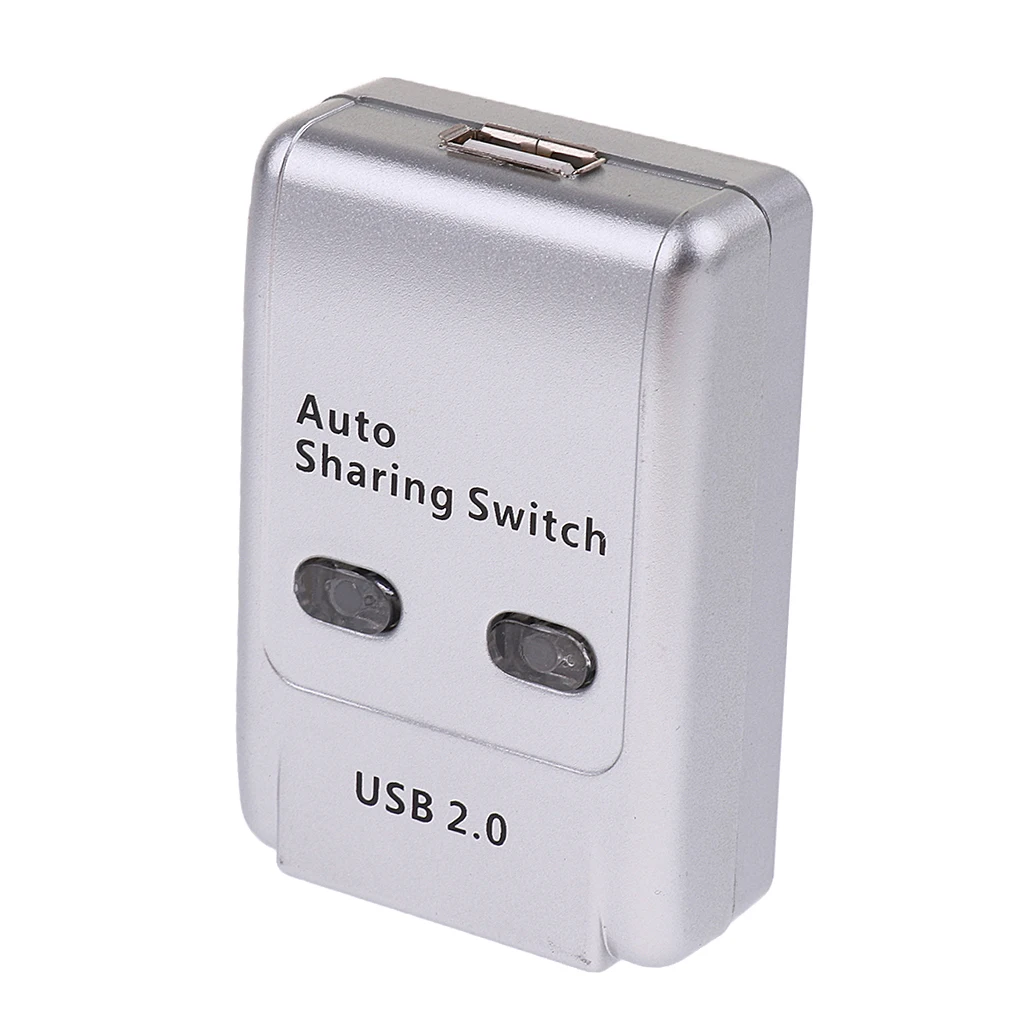 2 Ports Auto Printer Sharing Switch Hub Box ABS High Speed Support Window 7