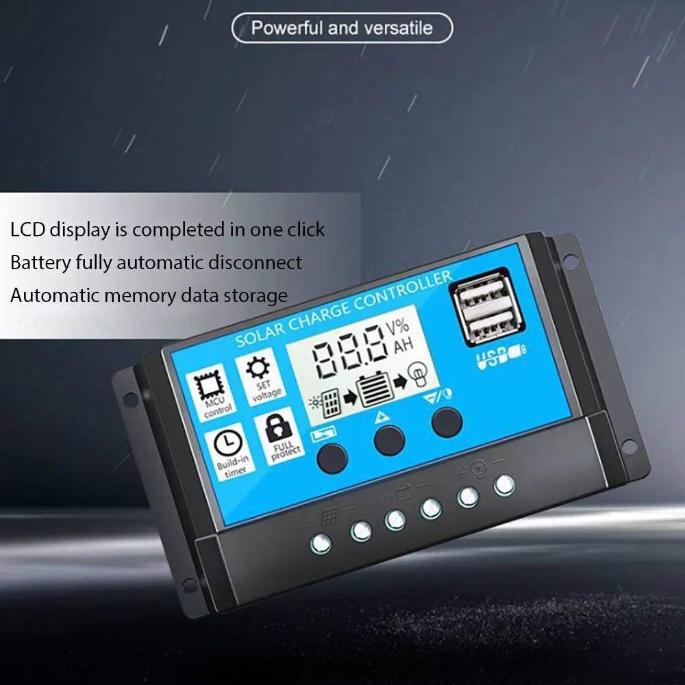 60A//50A//40A Solar Charger Controller LCD PWM Dual USB Output PV Regulator